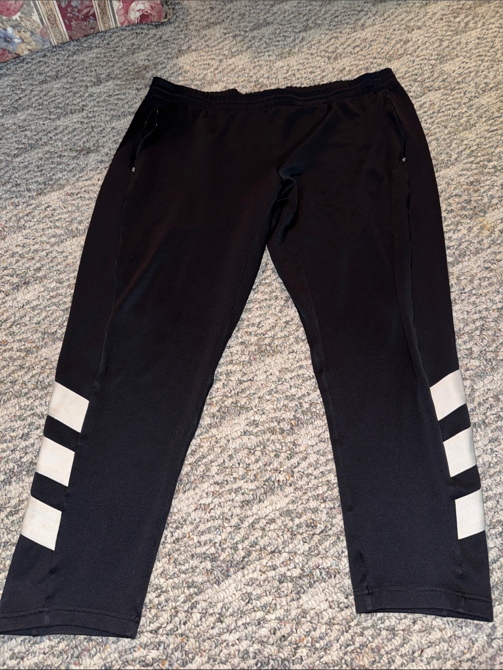 adidas Black Joggers with White Lower-Leg Stripe Blocks